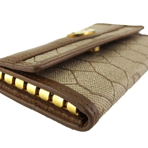 DIOR Key Case Honeycomb Beige PVC x Leather Authentic - Picture 4 of 10